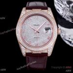 Swiss Grade Rose Gold Iced Out Rolex Datejust 40 ETA2836 Replica Watch